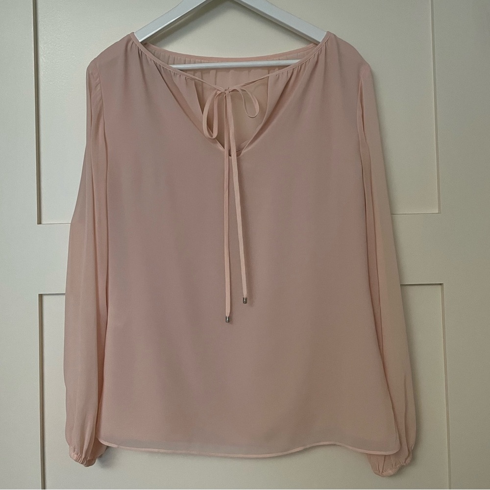 WHBM Pale pink chiffon blouse